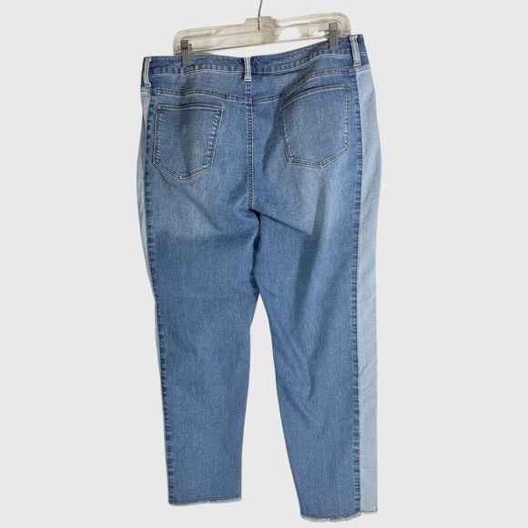 Chico's Two-Tone perfect stretch girlfriend slim leg ankle Blue Jeans 2.5/ 14 - Picture 6 of 9